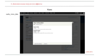 2. Дополнительные модули и их еффекты 
Views 
cache_views_data 
LEDC-2014 
 