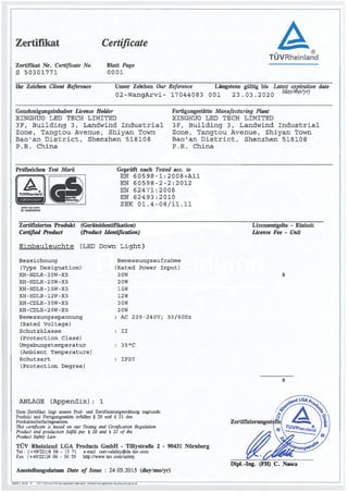 Led downlight tuv gs certification