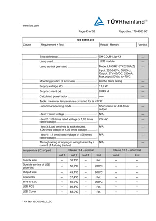 Led Manual Report Led downlight tuv gs test report | PDF