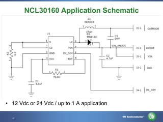 NCL30160 Application Schematic

• 12 Vdc or 24 Vdc / up to 1 A application
15 • Template • Nov-12
15

Confidential Proprietary

 