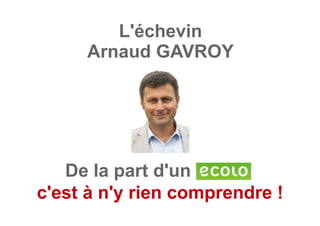 De la part d'un
c'est à n'y rien comprendre !
L'échevin
Arnaud GAVROY
 