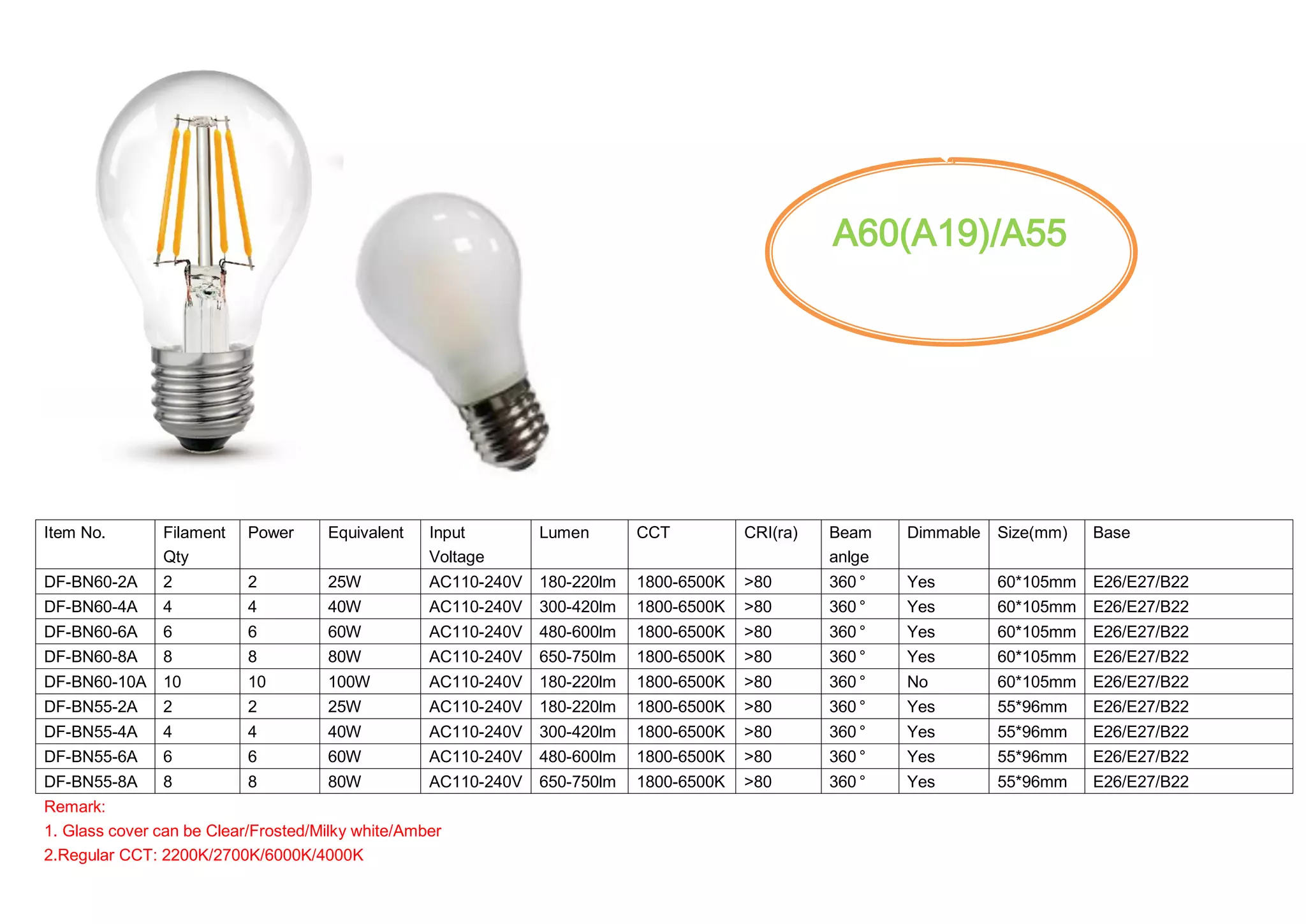 Led filament bulb catalog by Danfore PPT