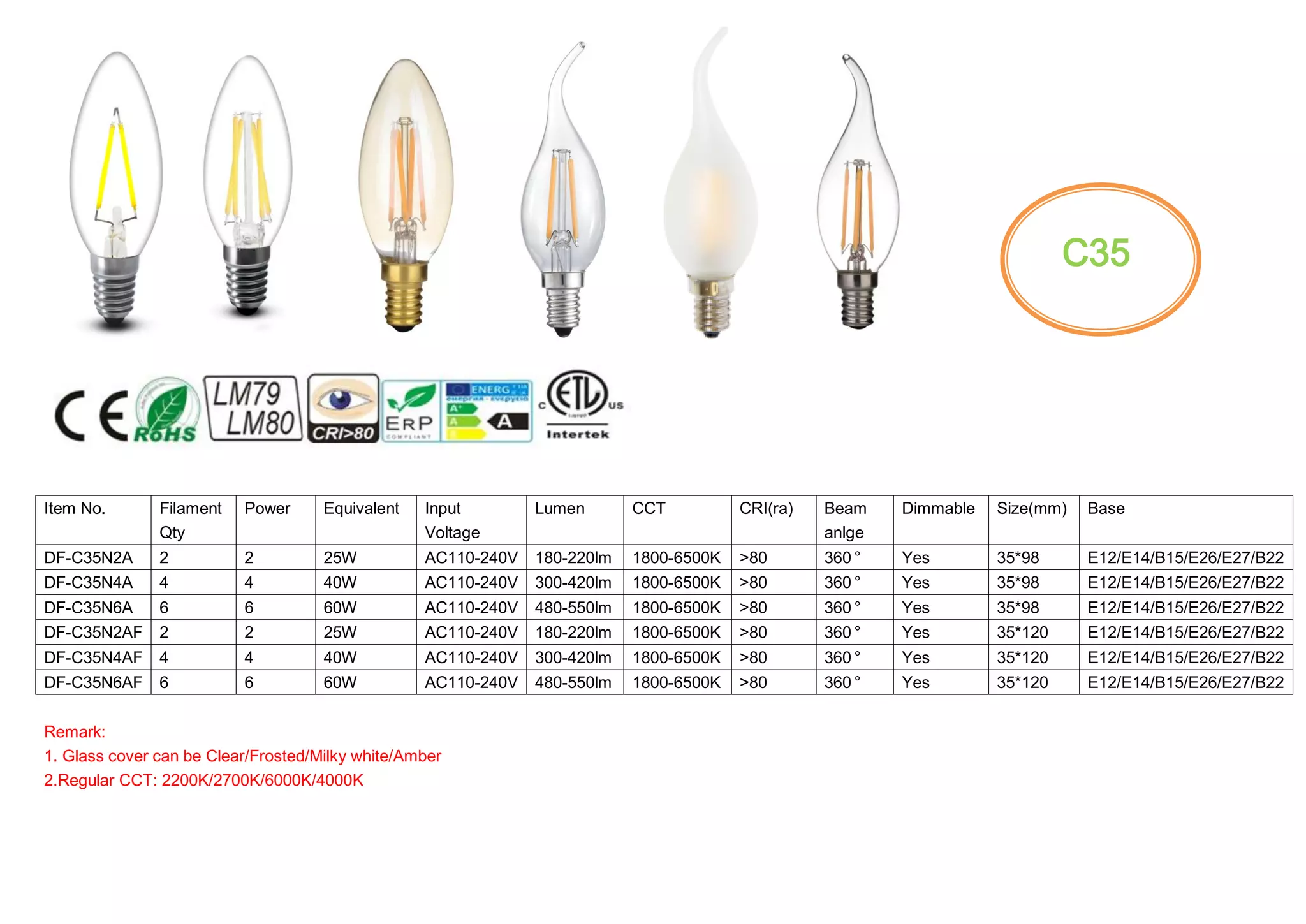 Led filament bulb catalog by Danfore PPT