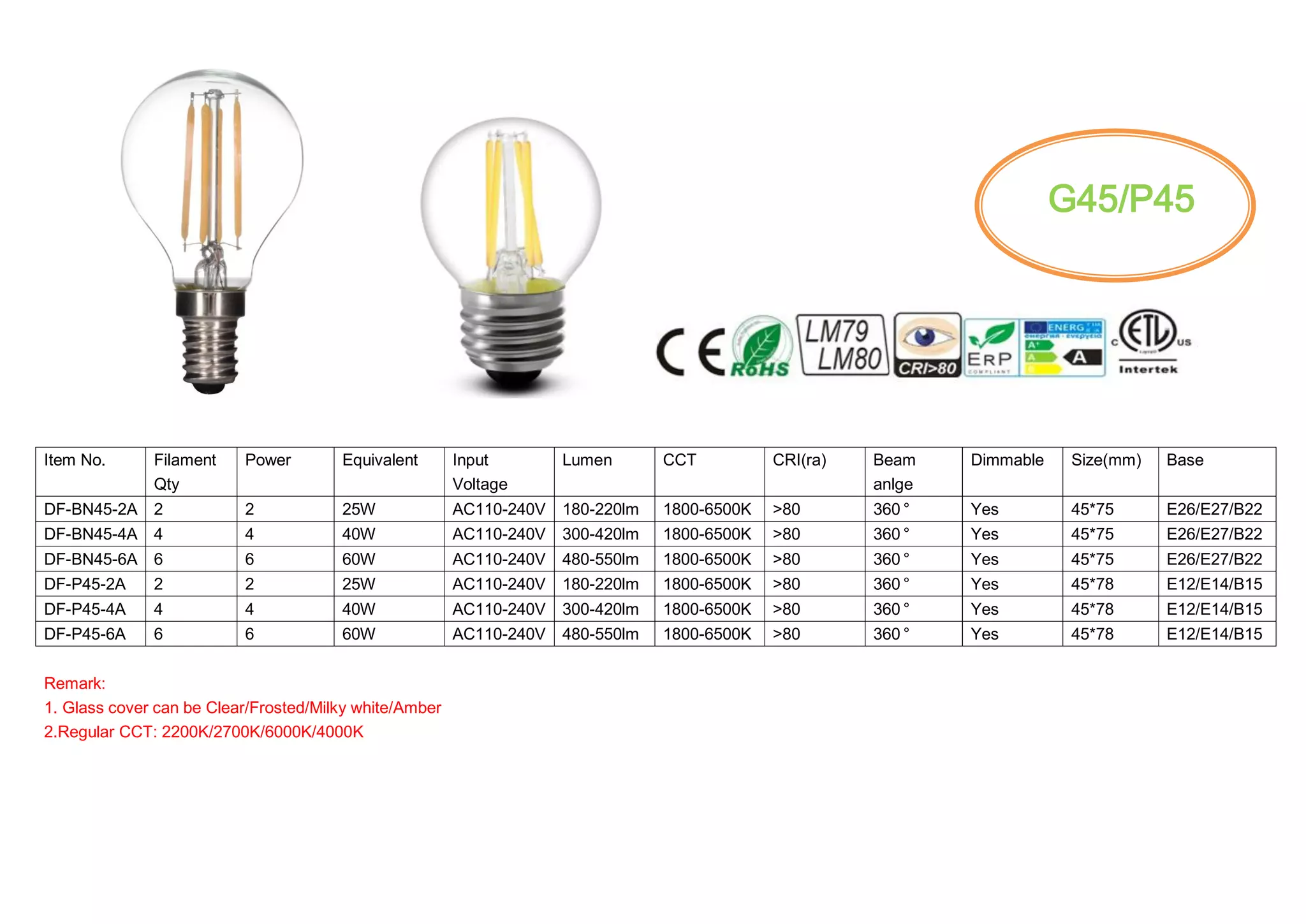 Led filament bulb catalog by Danfore PPT