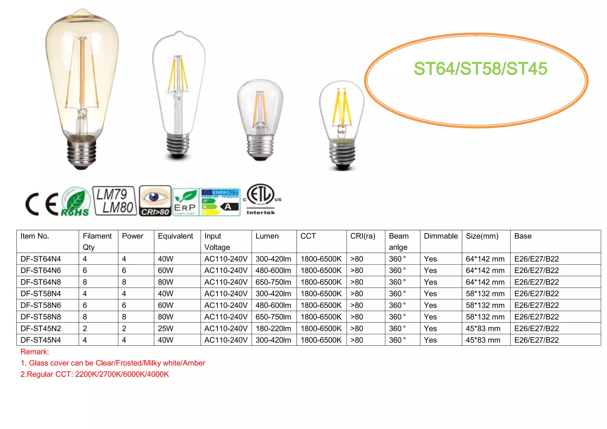 Led filament bulb catalog by Danfore PPT