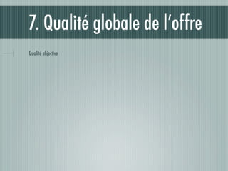 7. Qualité globale de l’offre
Qualité objective
 