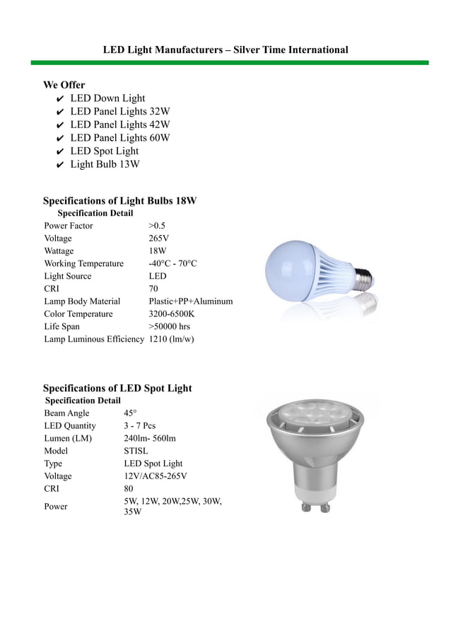 Led light manufacturers | PDF