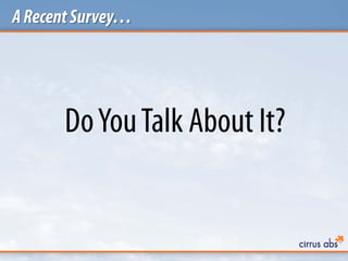 ARecentSurvey…
DoYouTalk About It?
 