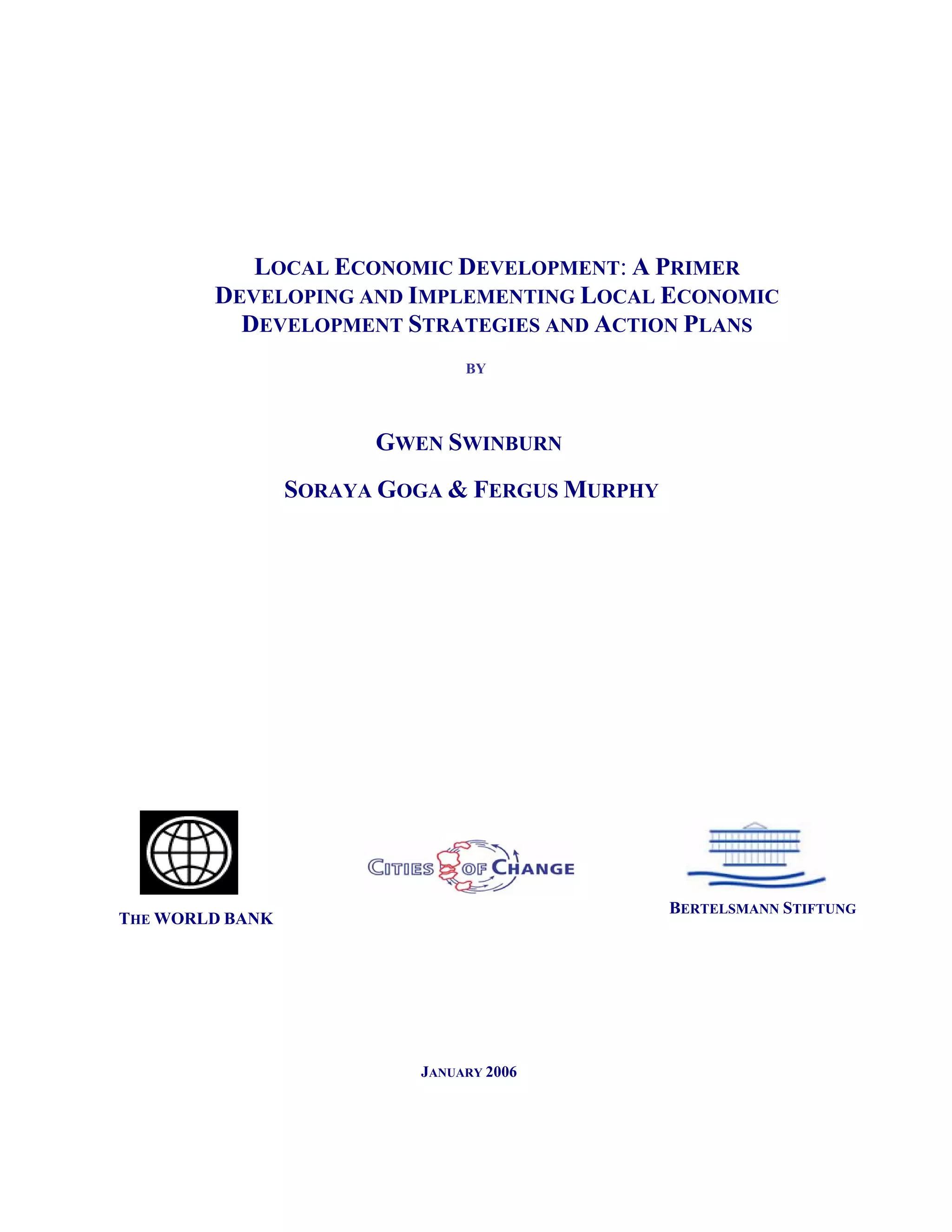 Local Economic Development Cover LED: A Primer Developing and Implementing Local Economic Development ...