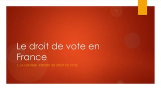 Le droit de vote en
France
1. LA LONGUE HISTOIRE DU DROIT DE VOTE
 