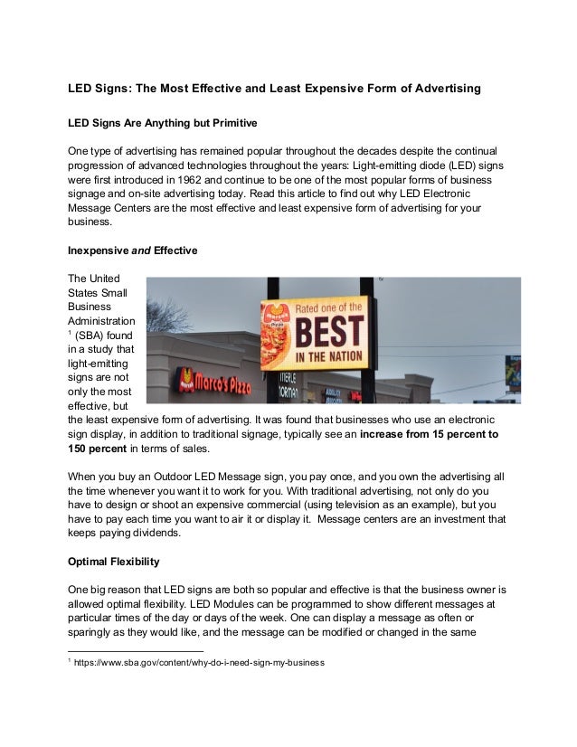led signs the most effective and least expensive form of advertising most effective form of advertising