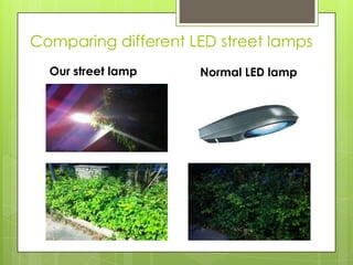 Comparing different LED street lamps
  Our street lamp    Normal LED lamp
 
