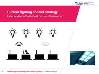 Rethinking occupancy-based office lighting – Christel de Bakker10
Current lighting control strategy
Independent of individual occupant behaviour
 