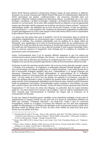 Paul-Marie Boulanger/IDD/09-10-09. Page 7
Henry David Thoreau prônent la préservation d’espace vierges de toute présence e...