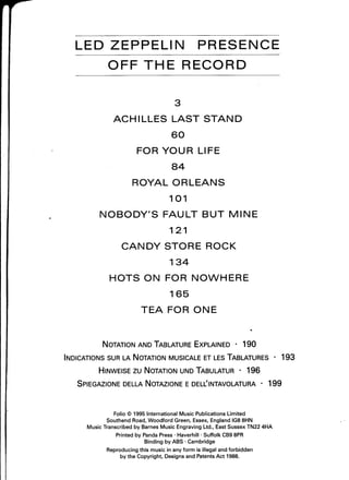 Led Zeppelin Presence off the record