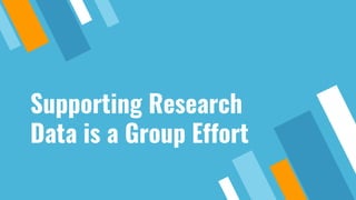 Supporting Research
Data is a Group Effort
 