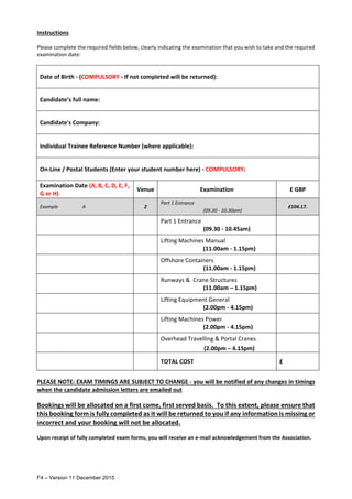 Leea 2016 examination entrance form version | PDF