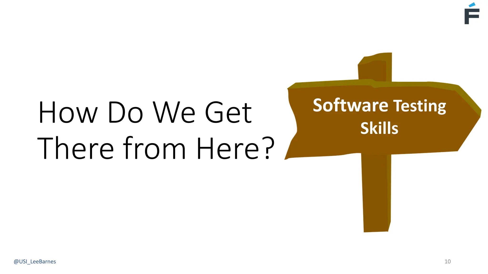 10
How Do We Get
There from Here?
@USI_LeeBarnes
Software Testing
Skills
 