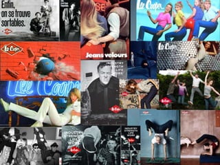 Positionnement Lee Cooper est une marque de textile qui propose des vêtements libres et un style de vie autour du denim et des valeurs rock (musique, insolence et liberté)« Ne pas faire la mode. Être dans la mode. »Lee Cooper est une marque britannique, londonienne.Lee Cooper est une marque innovante et pionnière dans un certain nombre de domaines:Premier jean à fermeture éclairJean de couleurVelours côtelés de couleur Jeans délavés, déchirés Jeans « technologiques »: RedDiamond, LC100 and X-Fit 360-degree stretchable denims