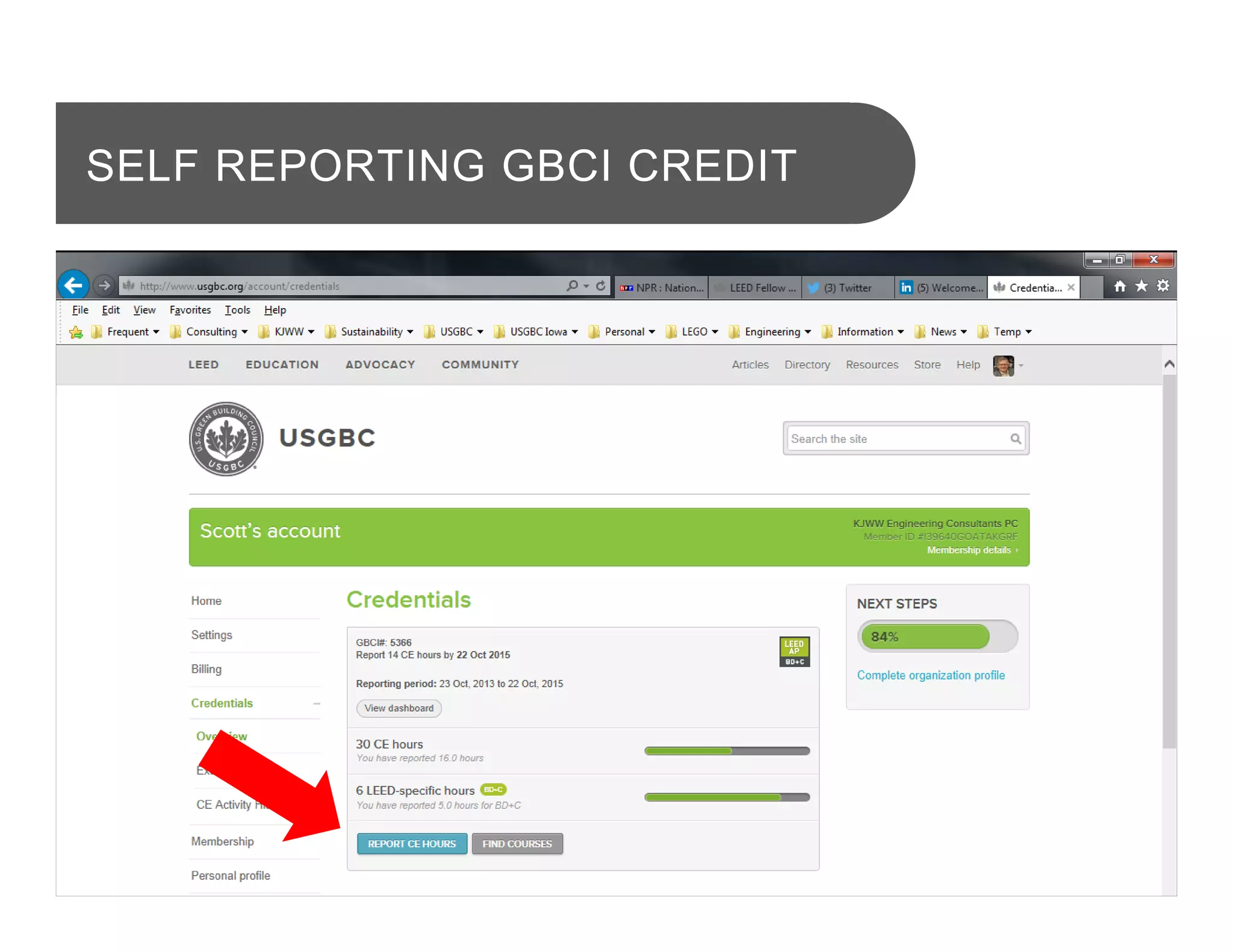 SELF REPORTING GBCI CREDIT
 