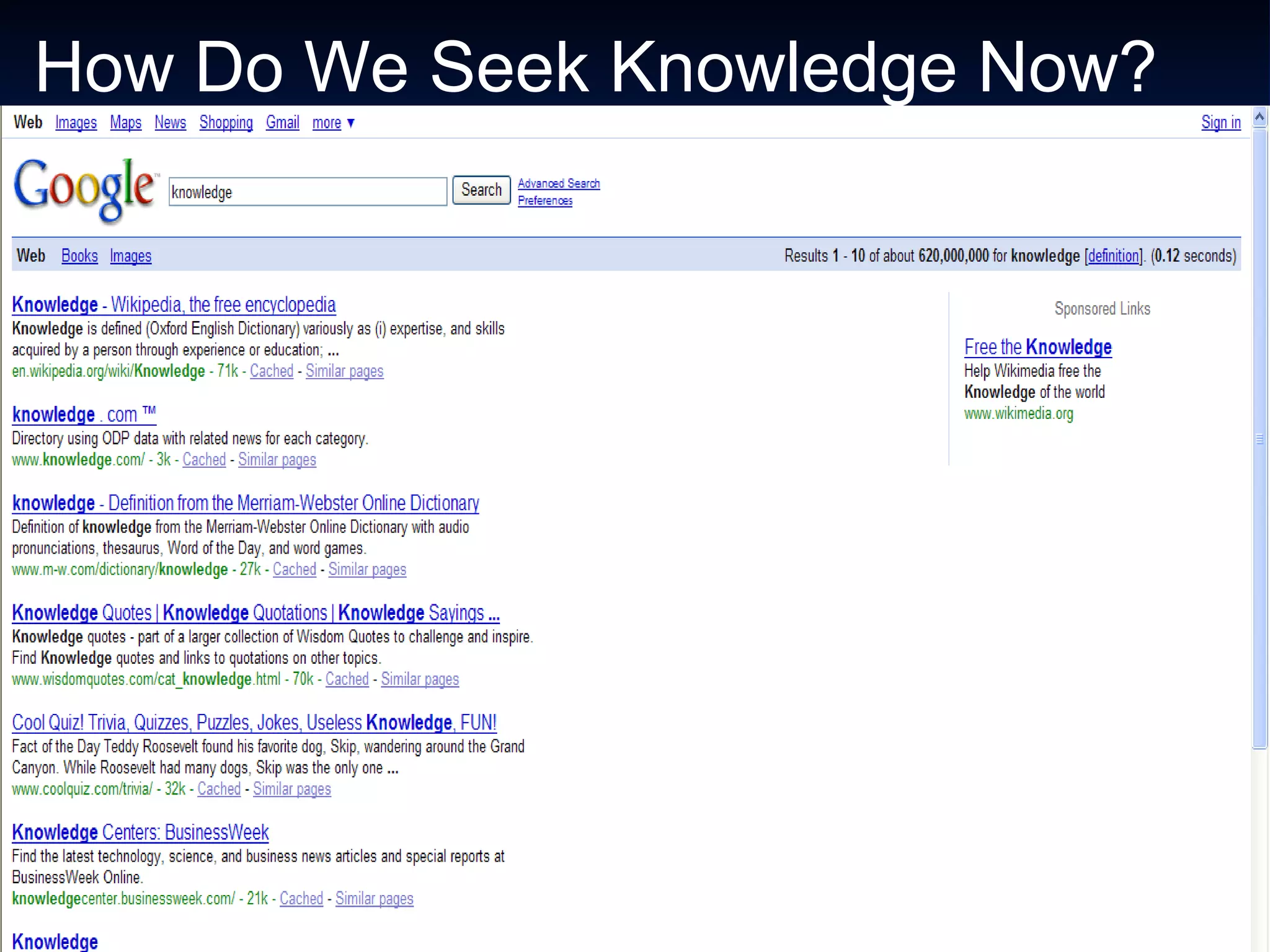 How Do We Seek Knowledge Now? 2 Billion 