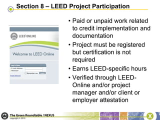 LEED AP CMP Categories7