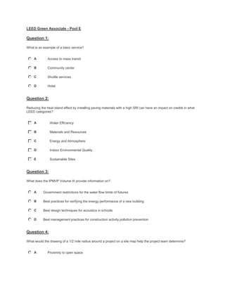 Leed green associate pool e - question | PDF