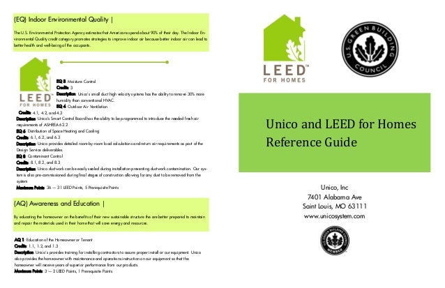 Leed For Home By Unico Available At Unique Indoor Comfort Libertyville