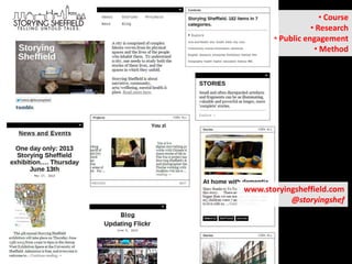 www.storyingsheffield.com
@storyingshef
• Course
• Research
• Public engagement
• Method
 