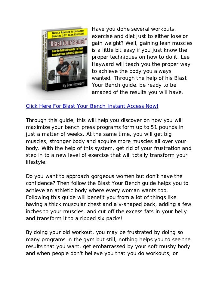 Lee Hayward Blast Your Bench Effective Bench Press Workout Lee Hayward Blast Your Bench Effective Bench Press Workout