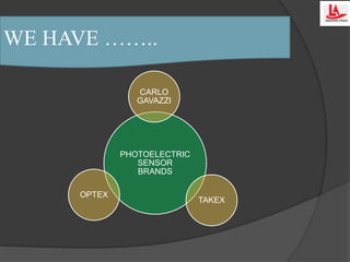 WE HAVE ……..
PHOTOELECTRIC
SENSOR
BRANDS
CARLO
GAVAZZI
TAKEX
OPTEX
 