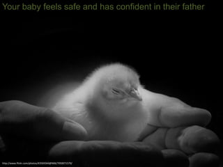 http://www.flickr.com/photos/43569344@N06/7050071579/
Your baby feels safe and has confident in their father
 