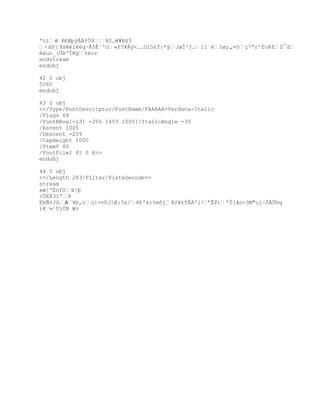 pG¡#ÀH5ƒÃGŧ»º¦ªŪ‚ŗ¥1¨**`t¦yb›©Íy×±n,‘~t
                                         Ŕ
?Áû®Ť¶NÂ*| jÆÁ05)Š¸¡eÕVŗø7K²`FŪ‚ŒŖNyQ9N=Ÿ 9 ý ò)ôSä³ç4F¾ M•|-
                                              Ř3Ïŕ
8A.‚ũ{¯¡¦?Î
            •ëÀ r¸ŦË¦¥¦Àœ•â¡|3ÆEãÃg‚iH¿”¥
                                            .¶ƒ‰
endstream
endobj

45 0 obj
/Type/Font/Subtype/TrueType/BaseFont/FAAAAA+Verdana-Italic
/FirstChar 0
/LastChar 13
/Widths[1000 420 632 394 595 426 351 274 600 632 606 520 973 274 ]
/FontDescriptor 43 0 R
/ToUnicode 44 0 R

endobj

46 0 obj
/Length 47 0 R/Filter/FlateDecode/Length1 10976
stream
xœŧZyx¤Õ×…3=£ŢŘÒ=šƒ€HŒ
 