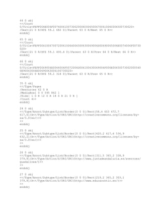 28 0 obj
/Type/Annot/Subtype/Link/Border[0 0 0]/Rect[110.9 365.2 132.4
379.8]/A/Type/Action/S/URI/URI(http://www.isftic.mepsyd.es/)

endobj

29 0 obj
/Type/Annot/Subtype/Link/Border[0 0 0]/Rect[58.4 418.4 126
433]/A/Type/Action/S/URI/URI(http://blog.deconcept.com/swfobject/)

endobj

30 0 obj
/Type/Annot/Subtype/Link/Border[0 0 0]/Rect[306.9 433 407.9
447.6]/A/Type/Action/S/URI/URI(http://www.jeroenwijering.com/?item=JW_M
edia_Player)

endobj

31 0 obj
/Type/Annot/Subtype/Link/Border[0 0 0]/Rect[58.4 453.6 116.3
468.2]/A/Type/Action/S/URI/URI(http://creativecommons.org/licenses/by-
nc-sa/2.0/deed.es)

endobj

32 0 obj
/Type/Annot/Subtype/Link/Border[0 0 0]/Rect[494.5 468.2 536.9
482.8]/A/Type/Action/S/URI/URI(http://creativecommons.org/licenses/by-
nc-sa/2.0/deed.es)

endobj

33 0 obj
/Type/Annot/Subtype/Link/Border[0 0 0]/Rect[321.5 468.2 370
482.8]/A/Type/Action/S/URI/URI(http://www.flickr.com/photos/courosa/)

endobj

34 0 obj
/Type/Annot/Subtype/Link/Border[0 0 0]/Rect[147.9 468.2 273.8
482.8]/A/Type/Action/S/URI/URI(http://www.flickr.com/photos/courosa/281
2306513/)

endobj

67 0 obj
/Type/Catalog/Pages 35 0 R
/OpenAction[1 0 R /XYZ null null 0]
/Outlines 63 0 R
/Lang(es-ES)

endobj
 