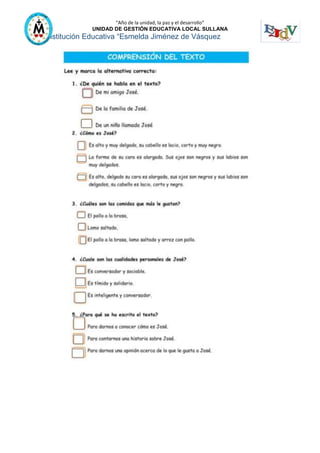 “Año de la unidad, la paz y el desarrollo”
UNIDAD DE GESTIÓN EDUCATIVA LOCAL SULLANA
Institución Educativa “Esmelda Jiménez de Vásquez
 