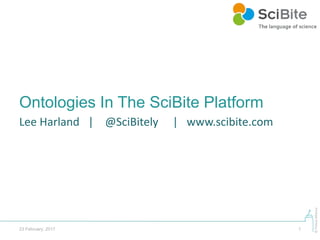©PistoiaAlliance
Ontologies In The SciBite Platform
123 February, 2017
Lee Harland | @SciBitely | www.scibite.com
 