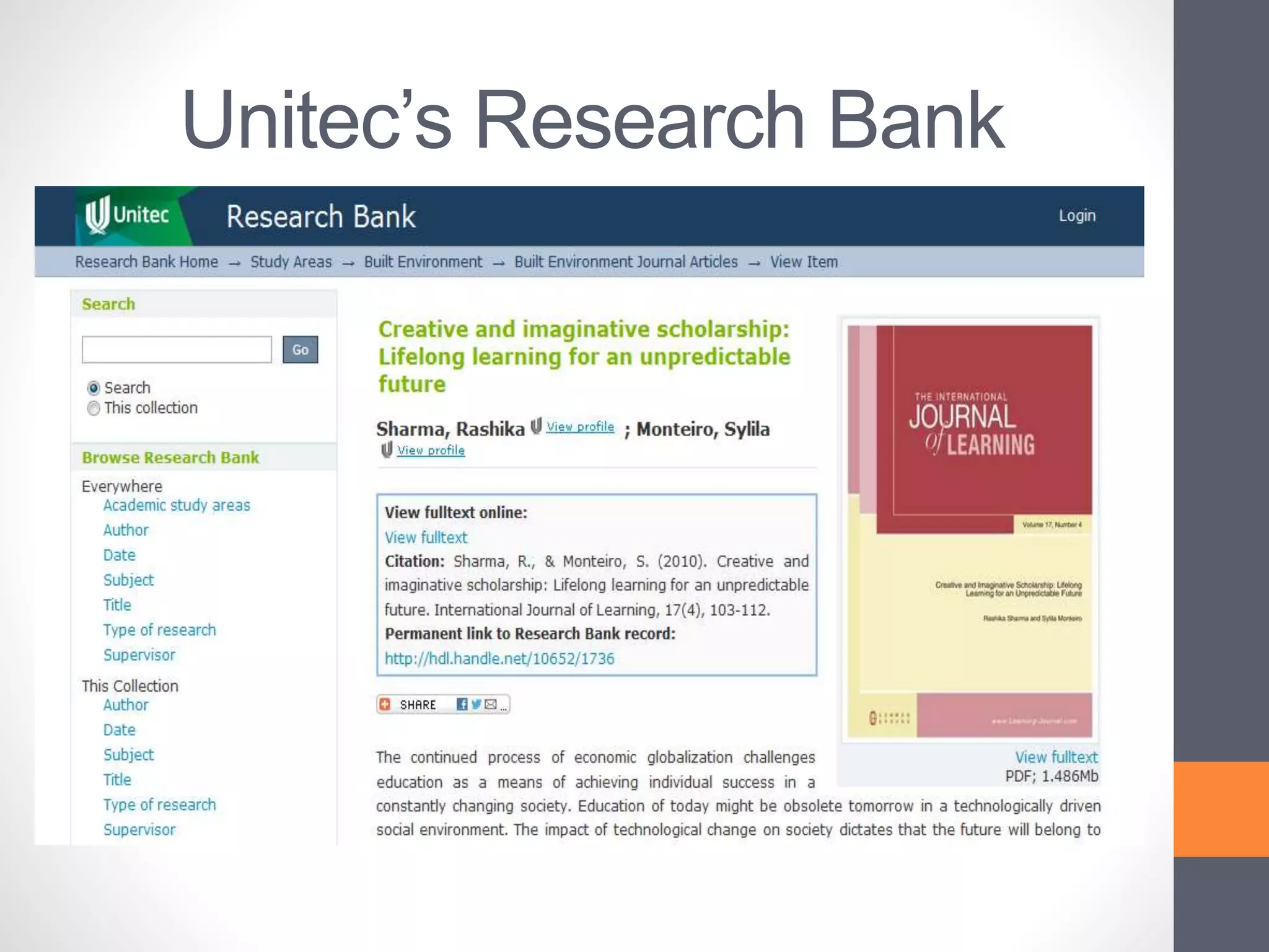 Unitec’s Research Bank
 