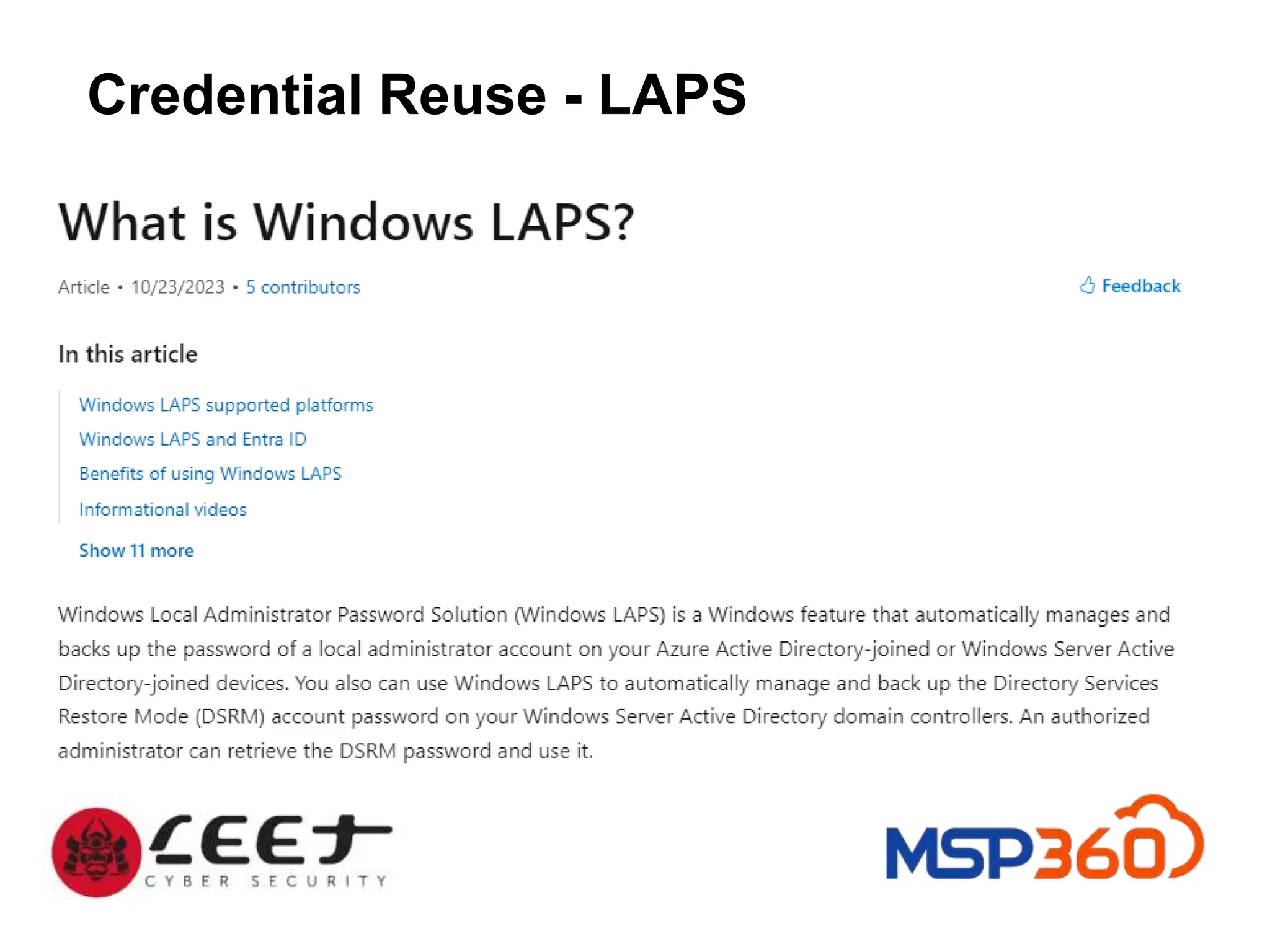 Credential Reuse - LAPS
 