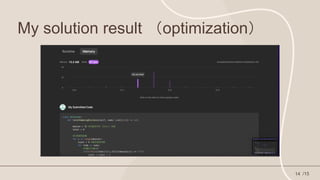 My solution result （optimization）
/15
14
 