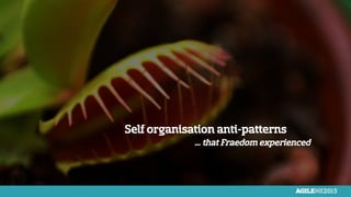 Self organisation anti-patterns
… that Fraedom experienced
 