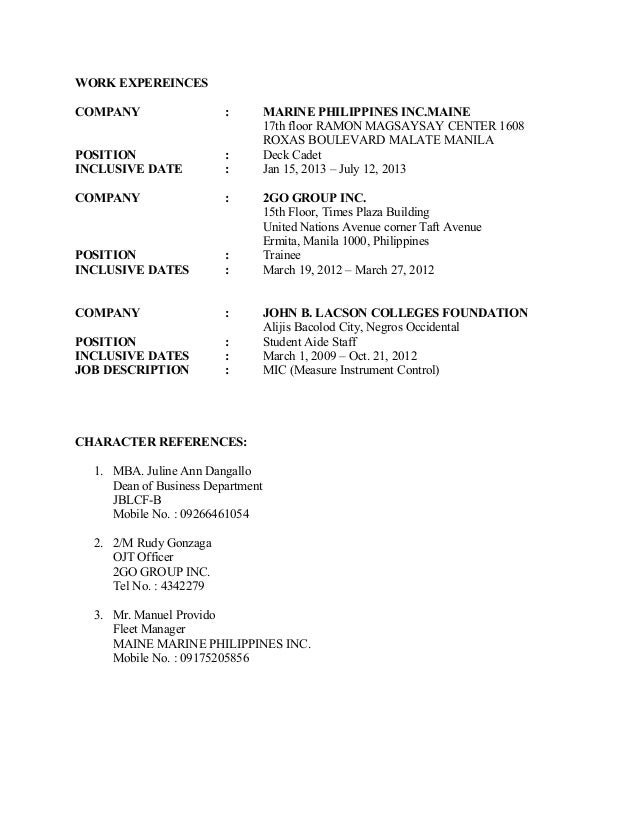sample resume for fresh graduate marine transportation resume sample cover letters deck cadet