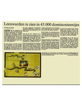 ESTHER VAN DER MEER - LEEUWARDEN TE ZIEN IN 43.000 DOMINOSTEENTJES