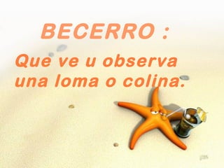 BECERRO :
Que ve u observa
una loma o colina.
 