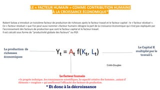 LE « FACTEUR HUMAIN » COMME CONTRIBUTION HUMAINE
À LA CROISSANCE ÉCONOMIQUE*
La production de
richesses
économiques
Le fac...