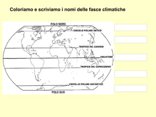 Coloriamo e scriviamo i nomi delle fasce climatiche

 