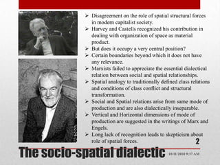 Disagreement on the role of spatial structural forces in modern capitalist society. 