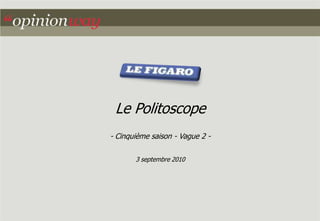 Le Politoscope
- Cinquième saison - Vague 2 -

       3 septembre 2010
 