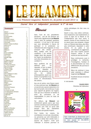 ¤¤ Le Filament magazine. Numéro 31, de juillet et août 2013 ¤¤
Journal libre et indépendant paraissant le 1er
du mois
SSoo...