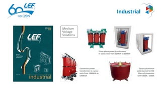 Industrial
Three-phase power transformers
in epoxy resin from 100KVA to 150KVA
Electricaluminium
plate reactors for SSE
ﬁlters of conversion
6mH-1800A | 2500A
Conversion power
transformers in epoxy
resin from 3880kVA to
5760kVA
Medium
Voltage
Solutions
 