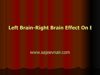 Left Brain-Right Brain Effect On Business www.sajeevnair.com 
